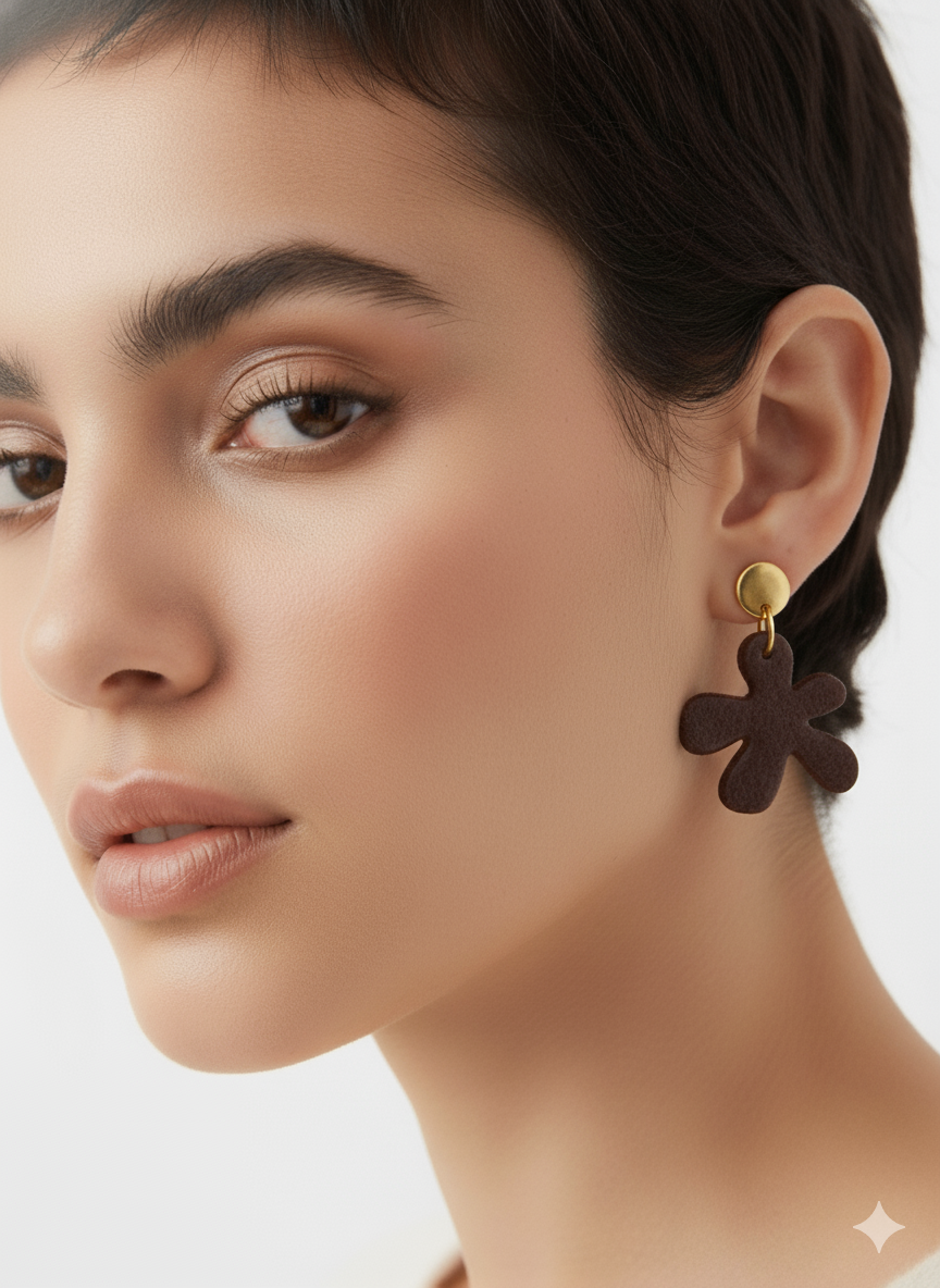 Pendientes flor marrones