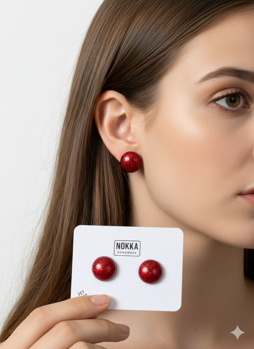 Pendientes botón resina