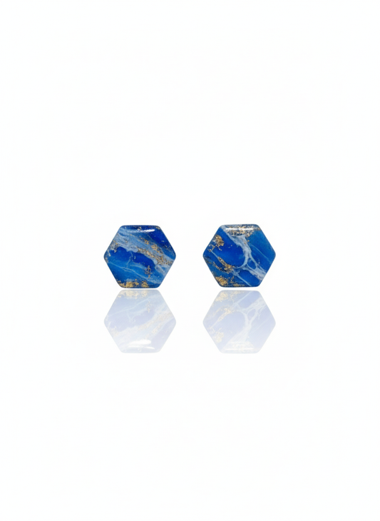 Pendientes botón hexagonal colección CELESTE