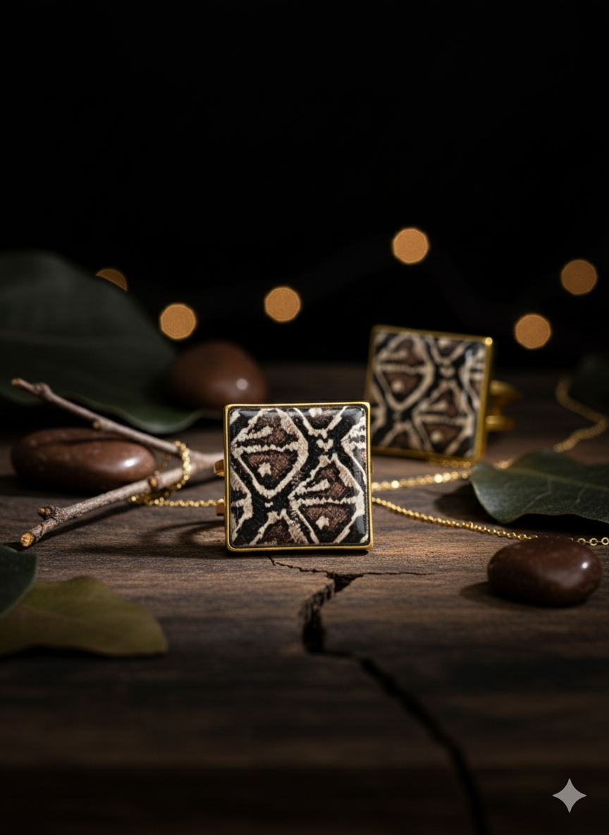 Anillo ajustable piel de serpiente