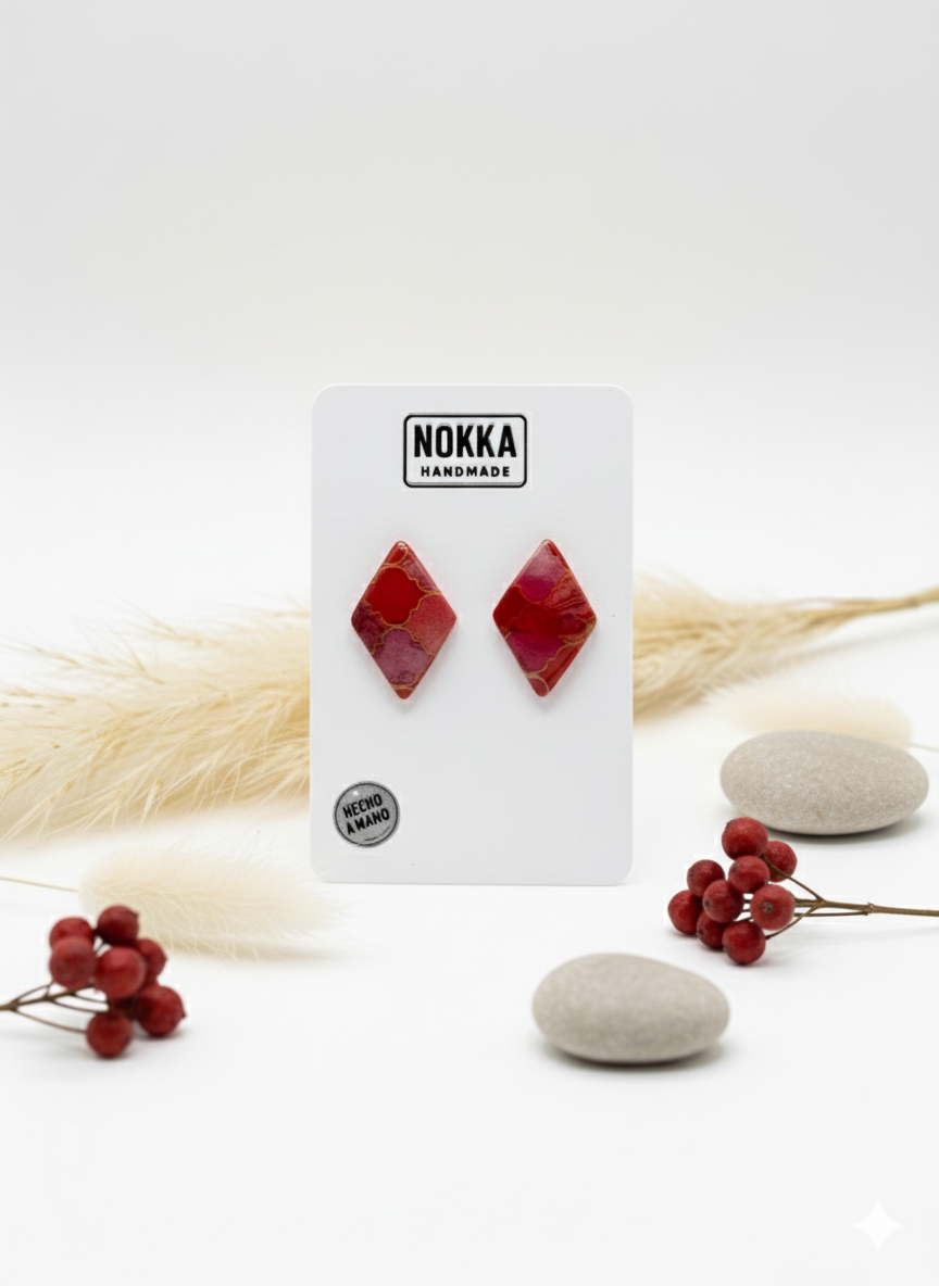 Pendientes botón rombo