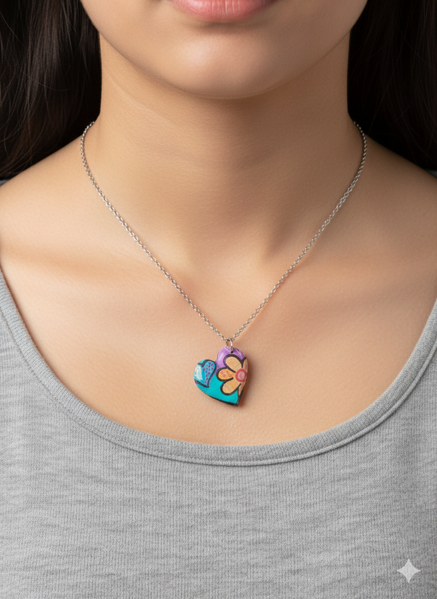 Colgante corazón estampado