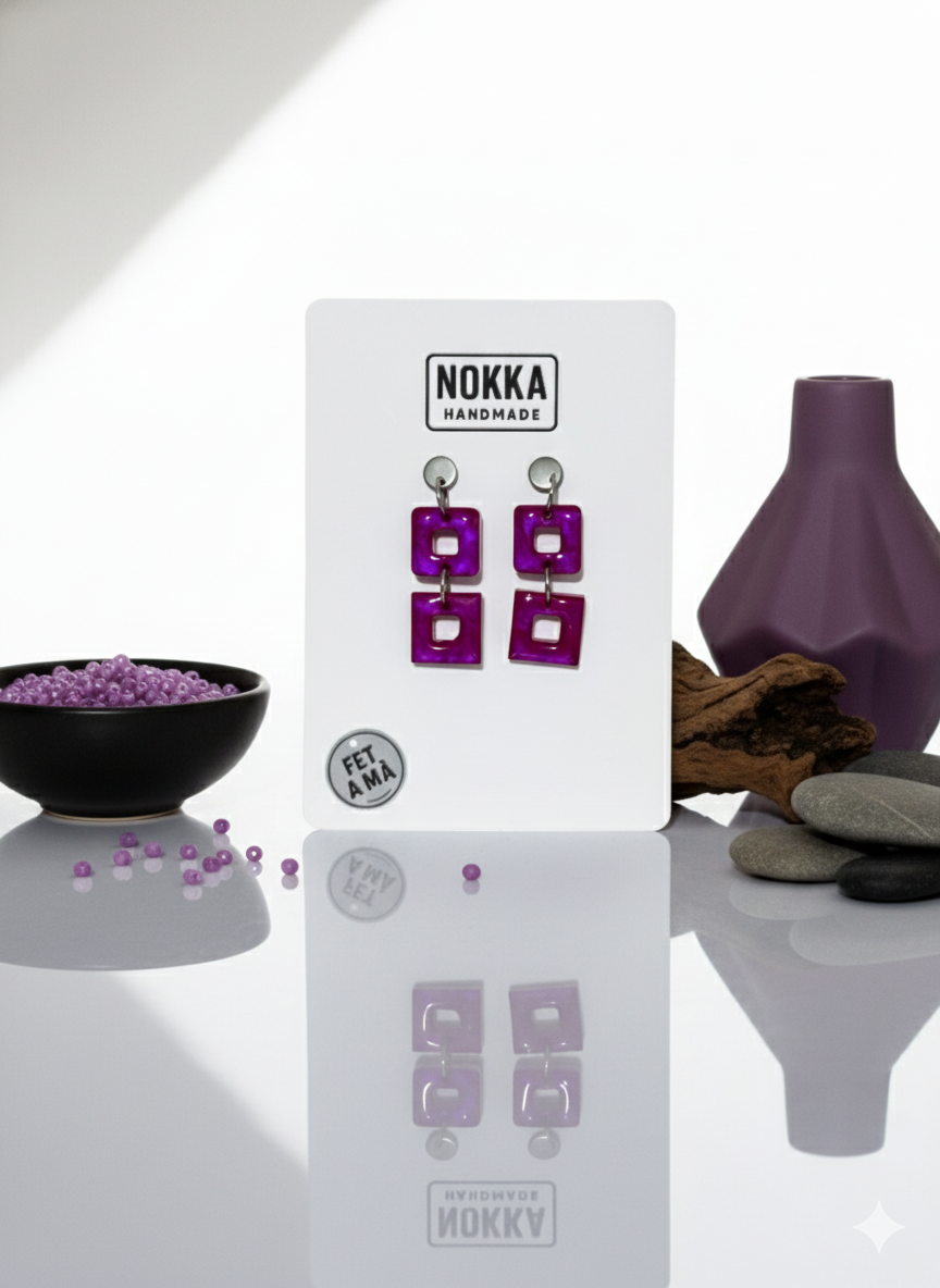 Pendientes doble cuadrado