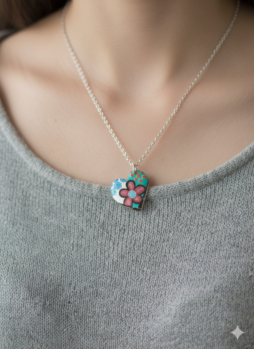 Colgante corazón estampado