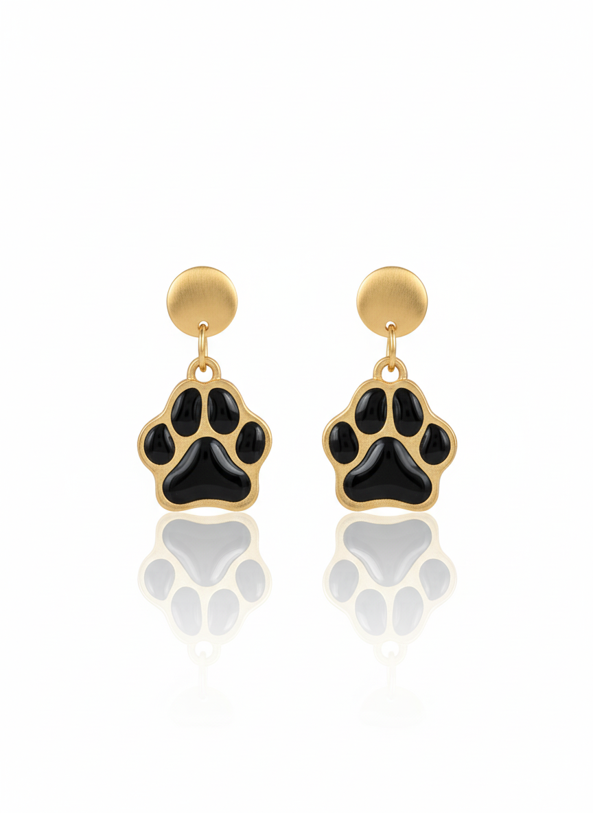 Pendientes huella de perro negros