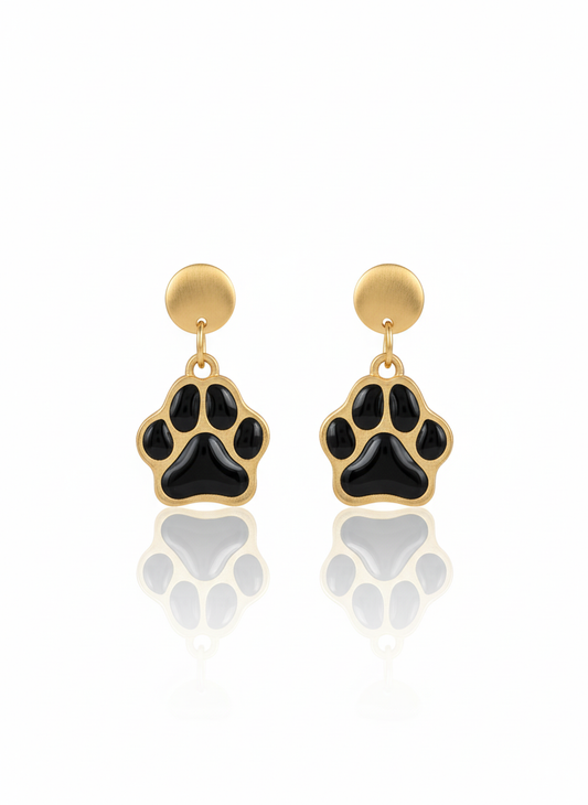 Pendientes huella de perro negros