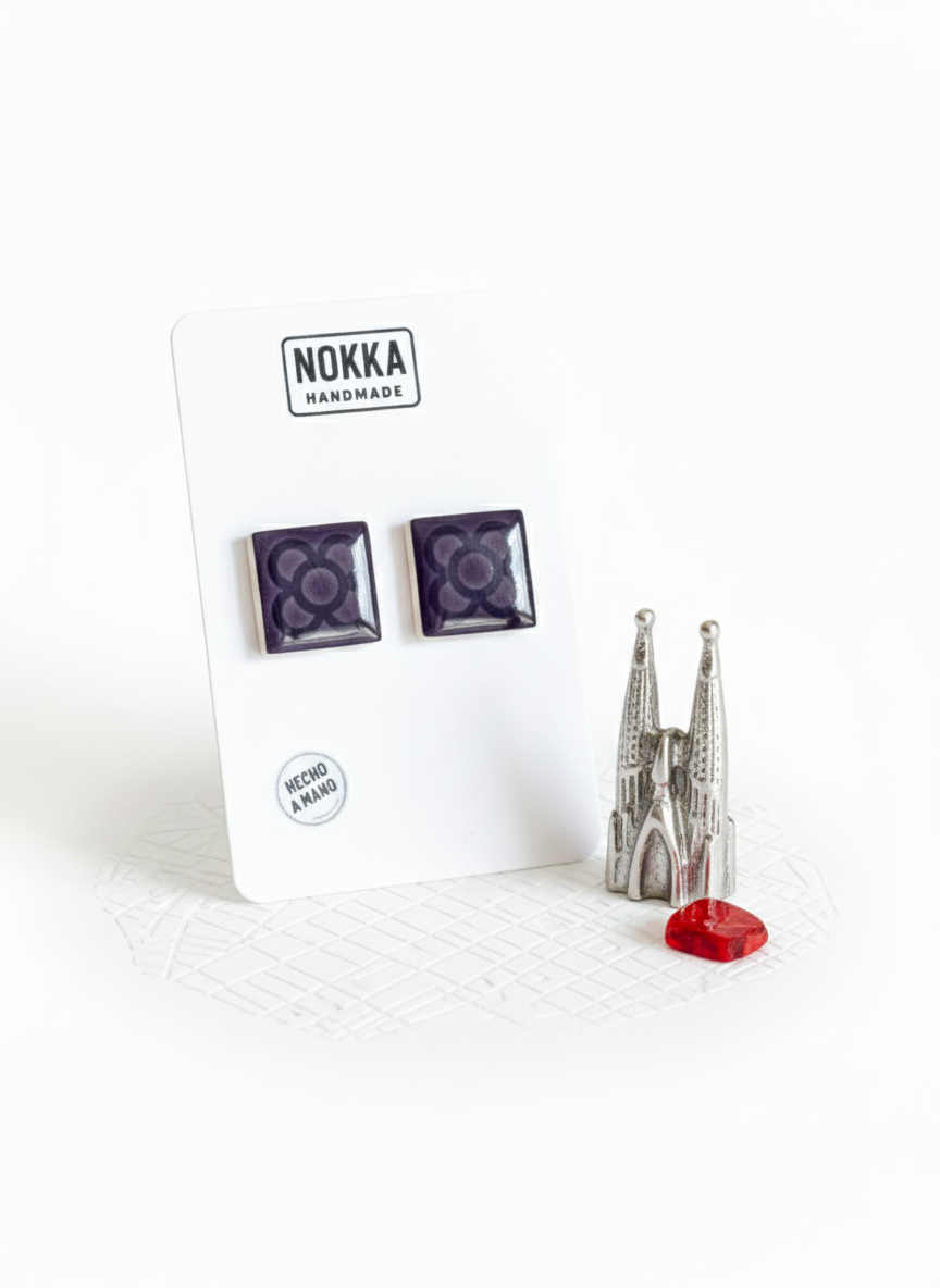 Pendientes botón mosaico Barcelona