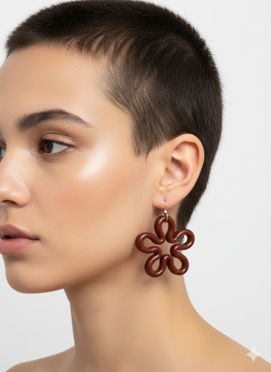 Pendientes flor marrón