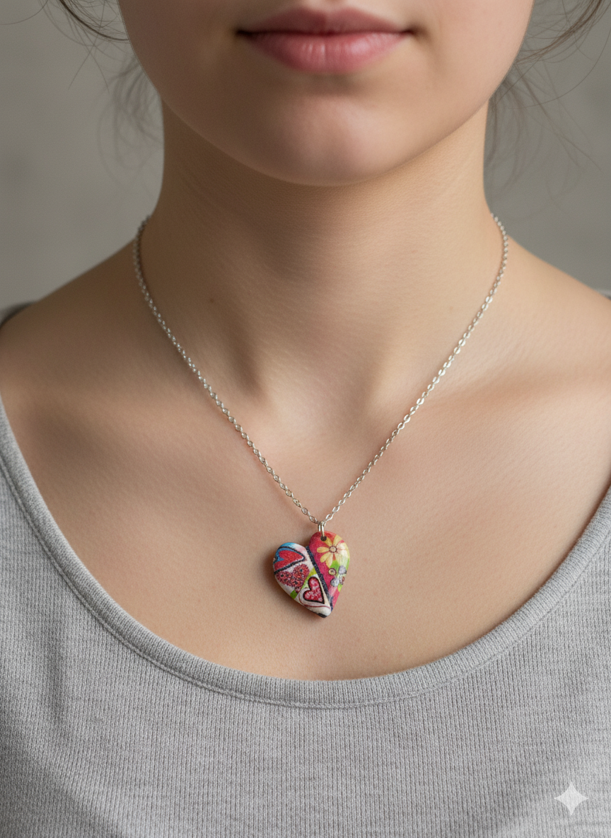 Colgante corazón estampado