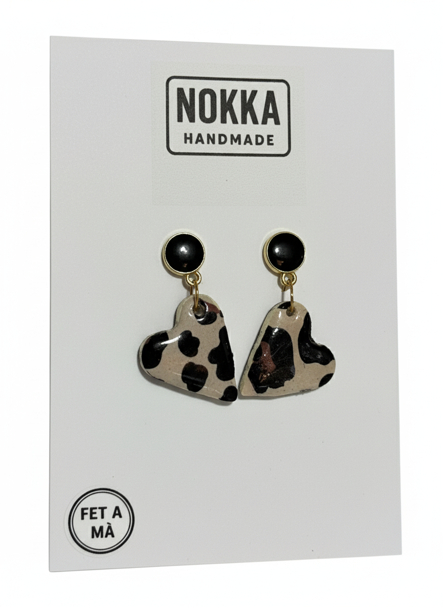 Pendientes corazón animal print
