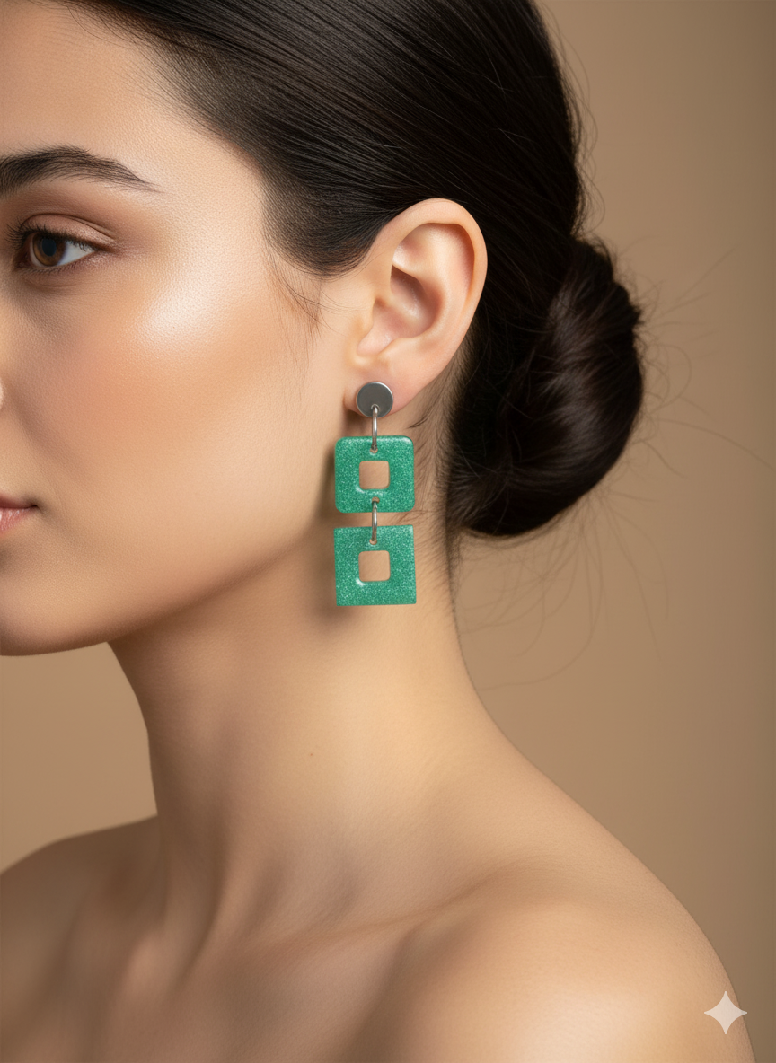 Pendientes dobles cuadrados