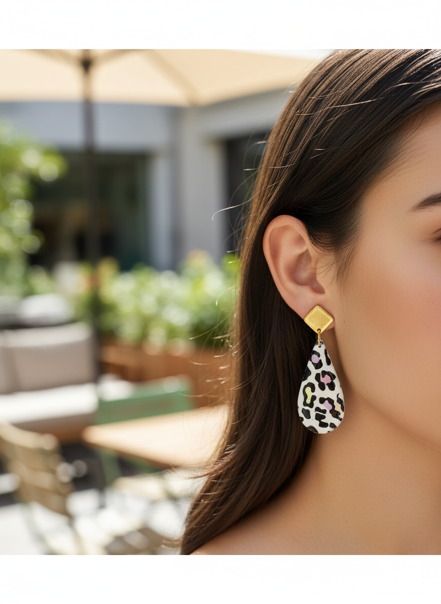 Pendientes lagrima animal print