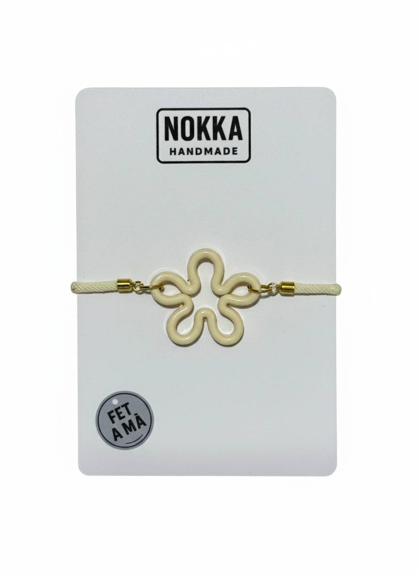 Pulsera flor blanca con cordón