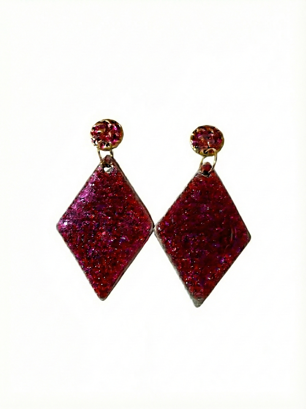 Pendientes rombo purpurina de arcilla polimerica