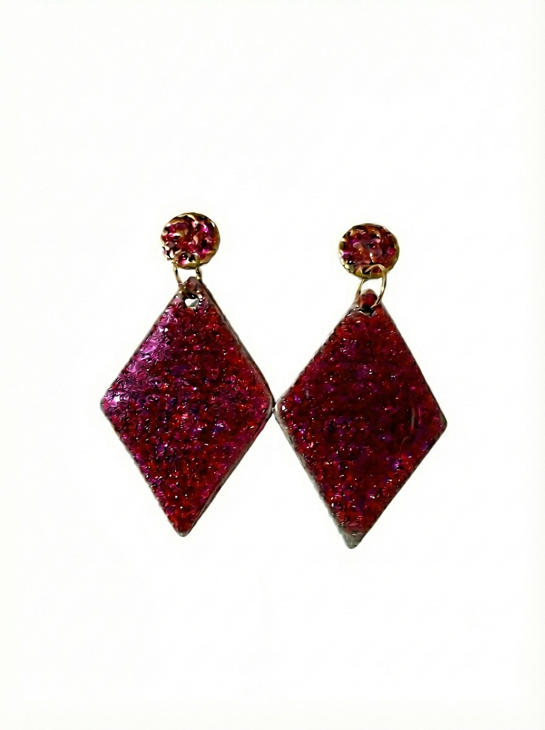 Pendientes rombo purpurina de arcilla polimerica