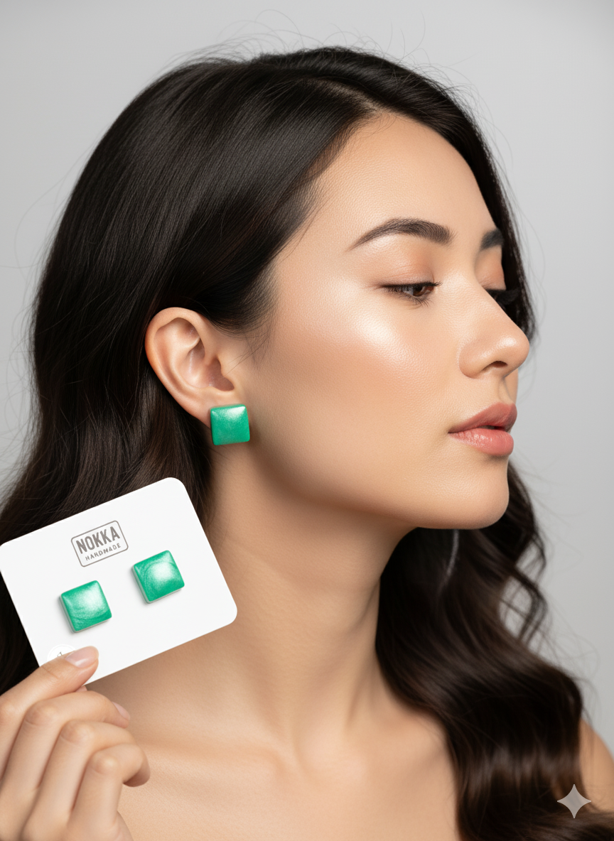 Pendientes botón resina