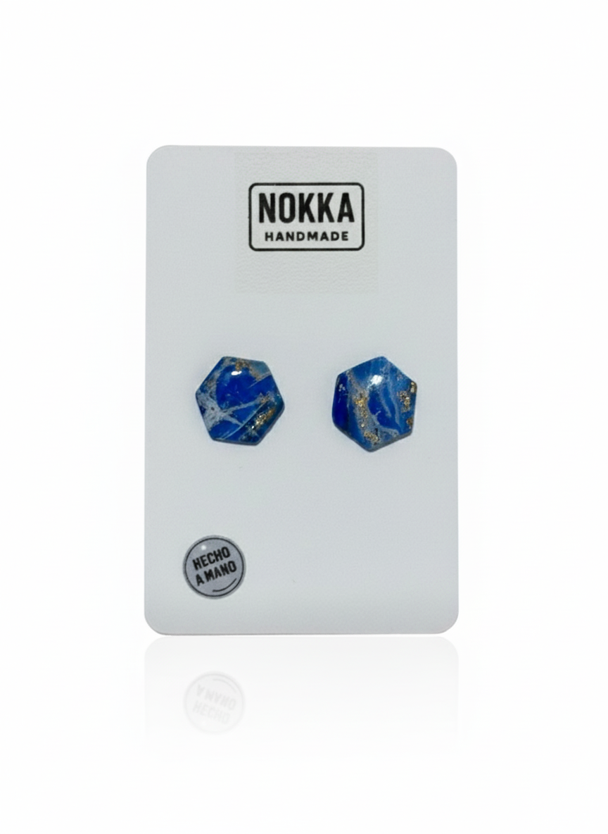 Pendientes botón hexagonal colección CELESTE