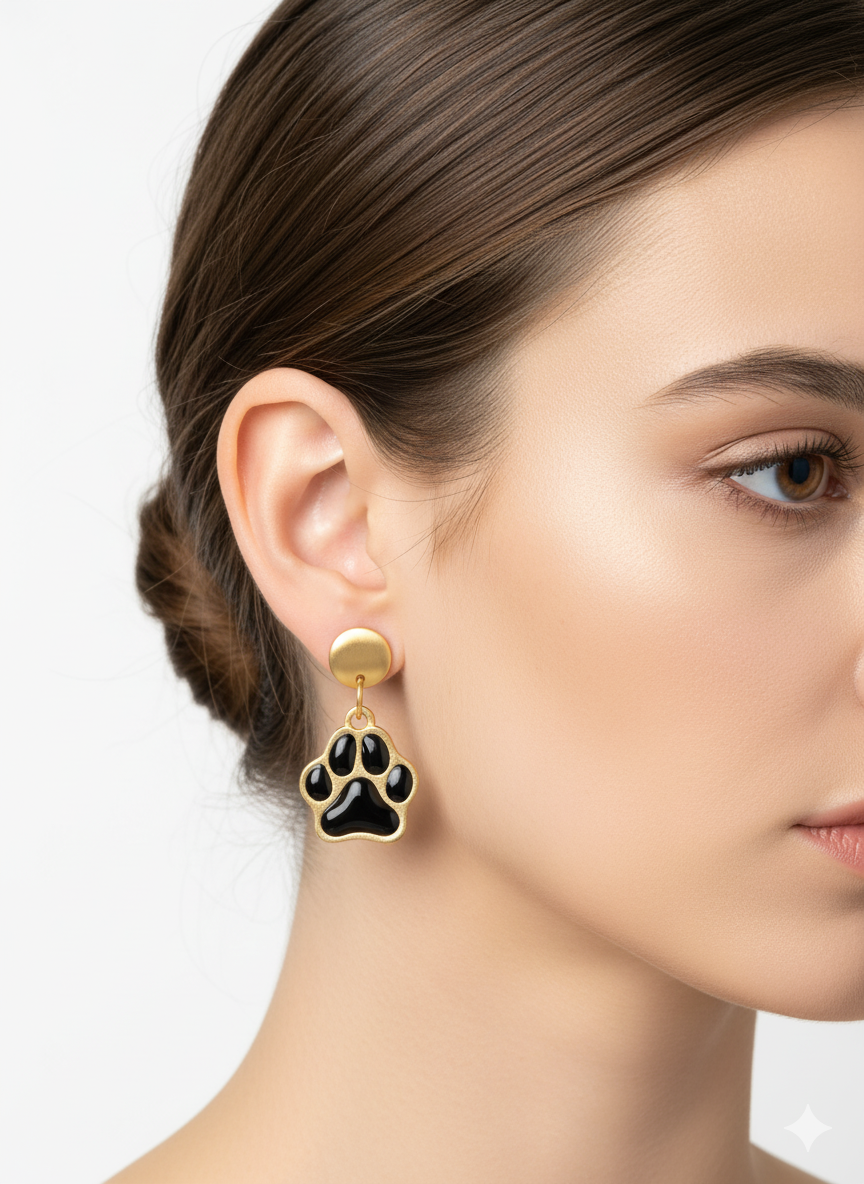 Pendientes huella de perro negros