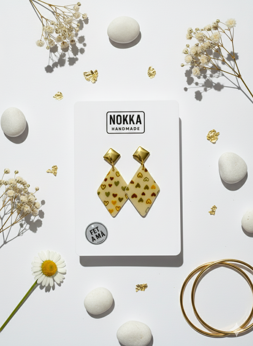 Pendientes rombos corazones