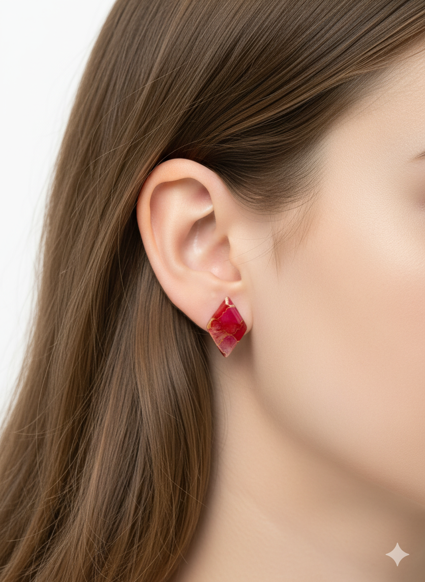 Pendientes botón rombo