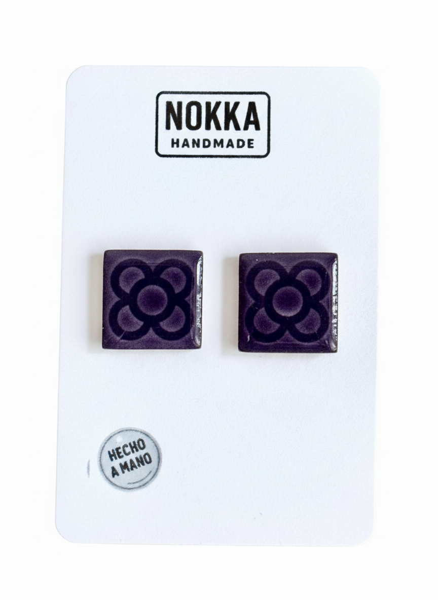 Pendientes botón mosaico Barcelona