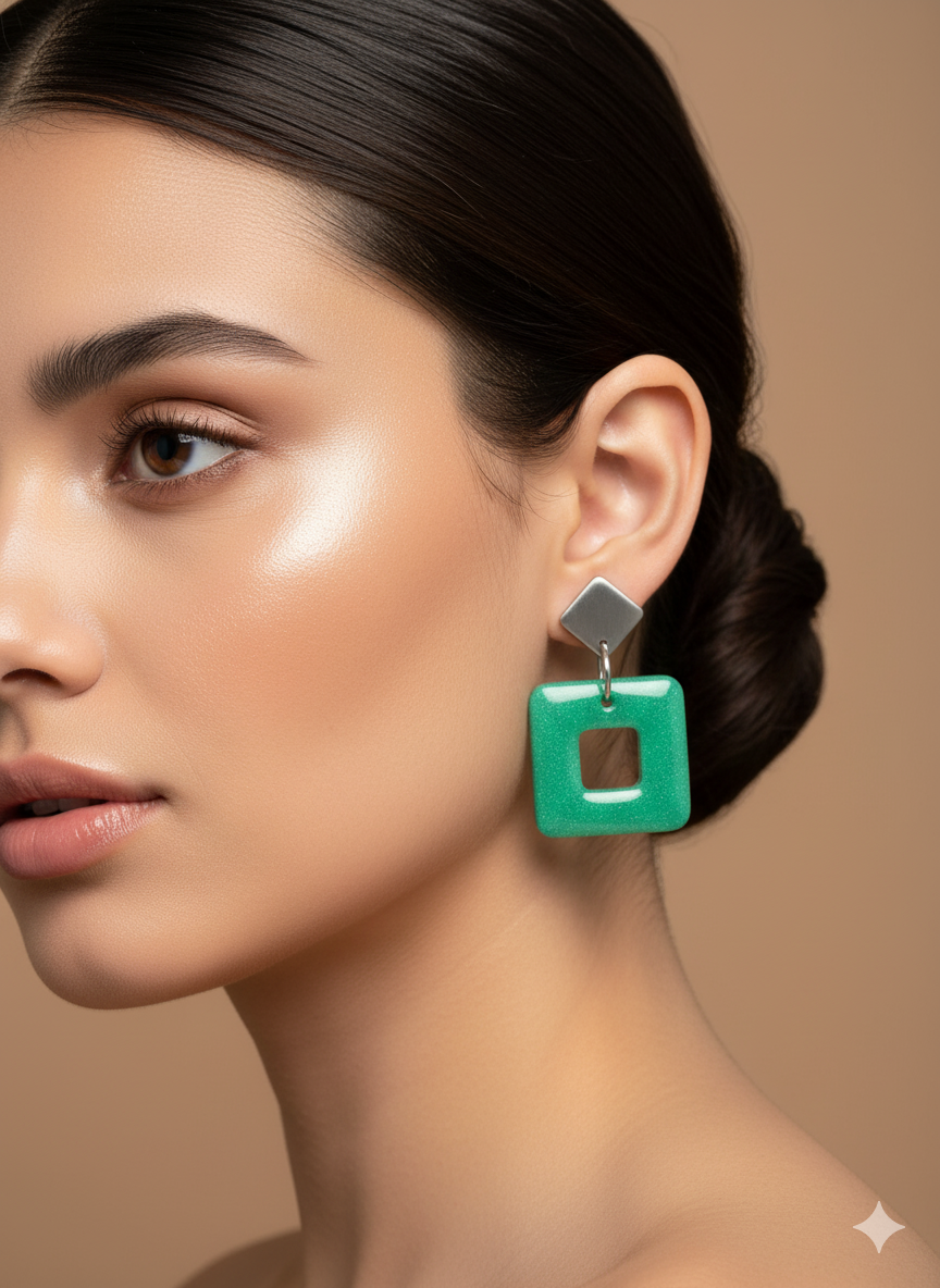 Pendientes cuadrados verdes