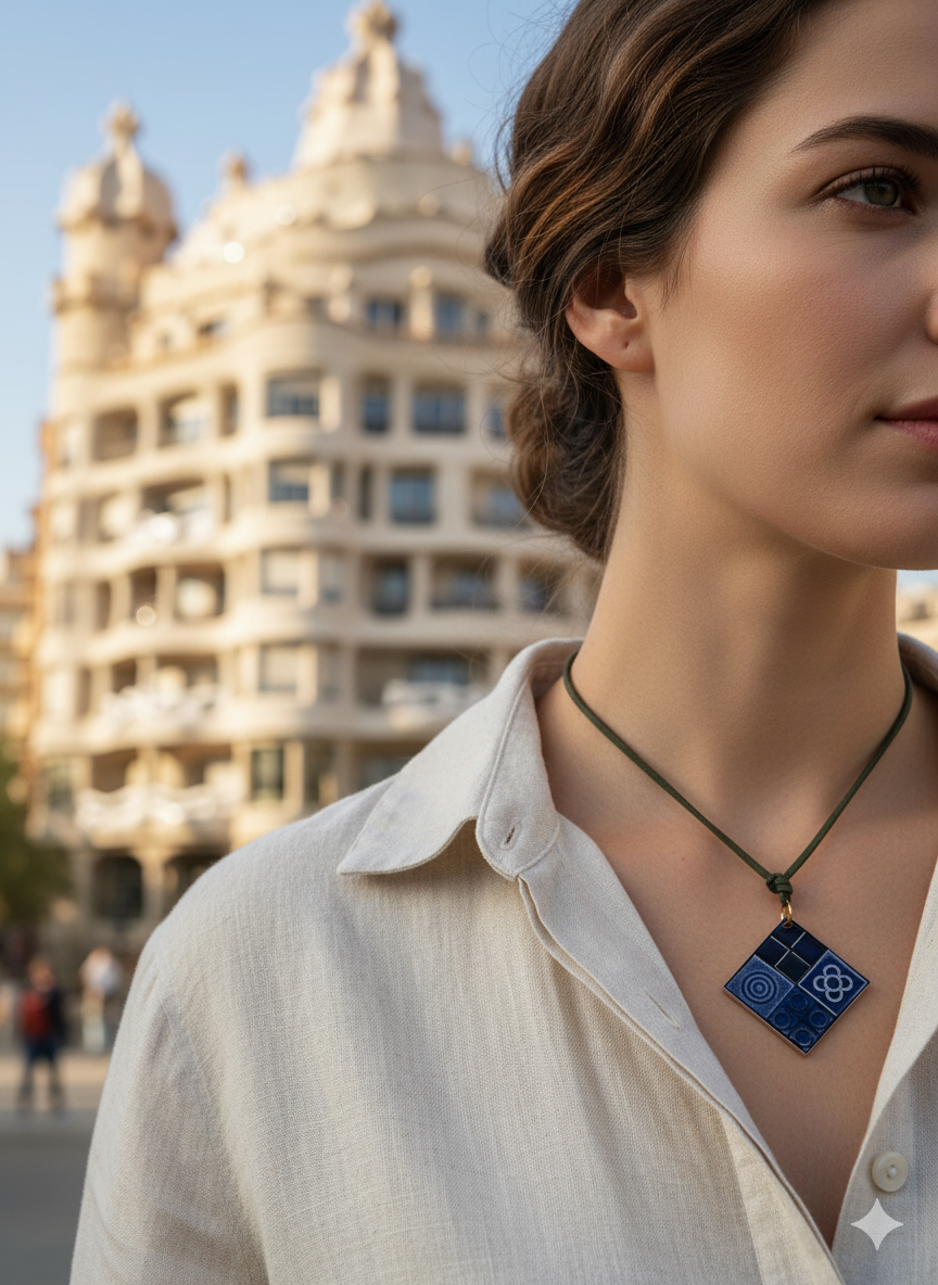 Colgante mosaico Barcelona con cordón