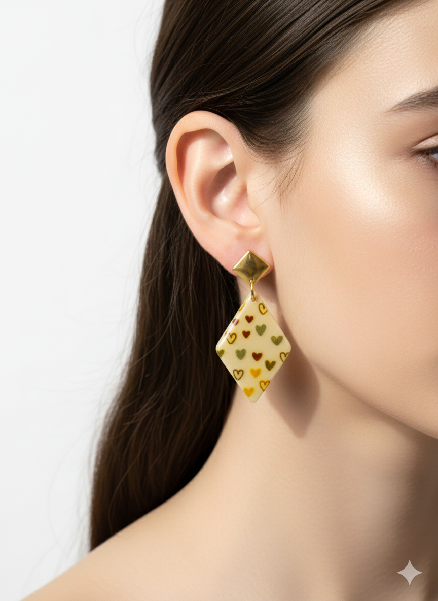 Pendientes rombos corazones