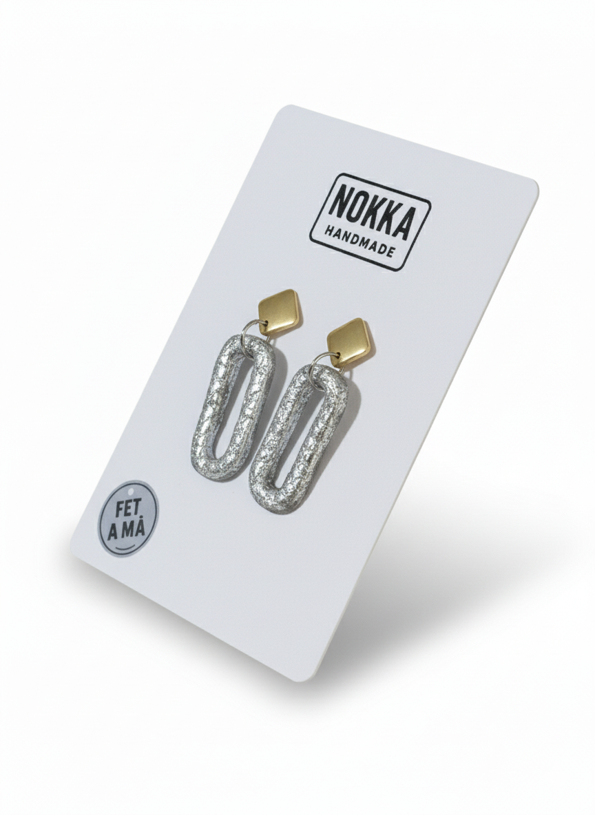 Pendiente óvalo plateado