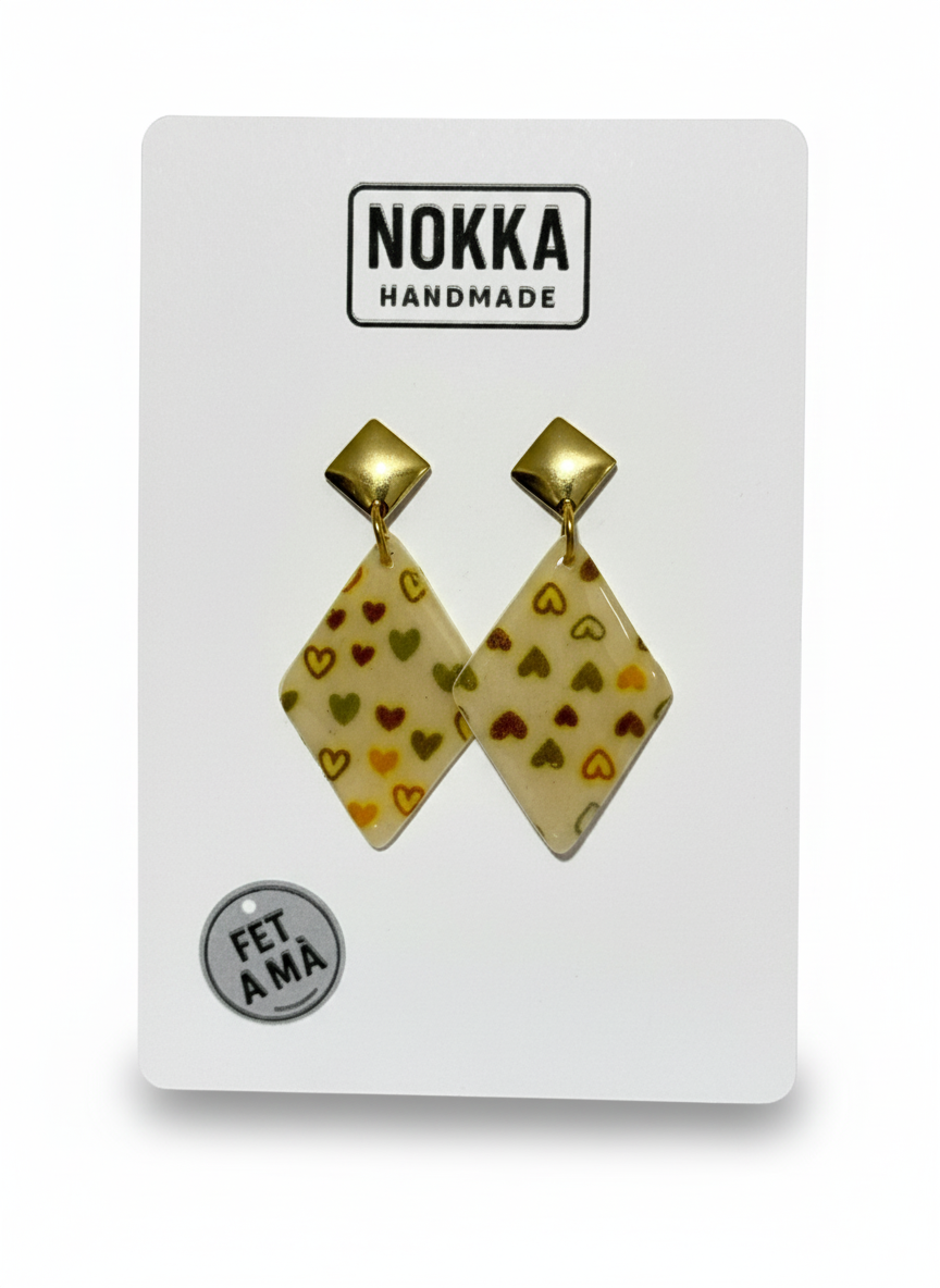 Pendientes rombos corazones