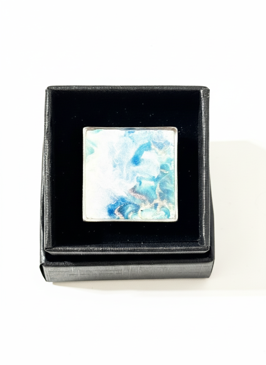 Anillo ajustable estampado azul