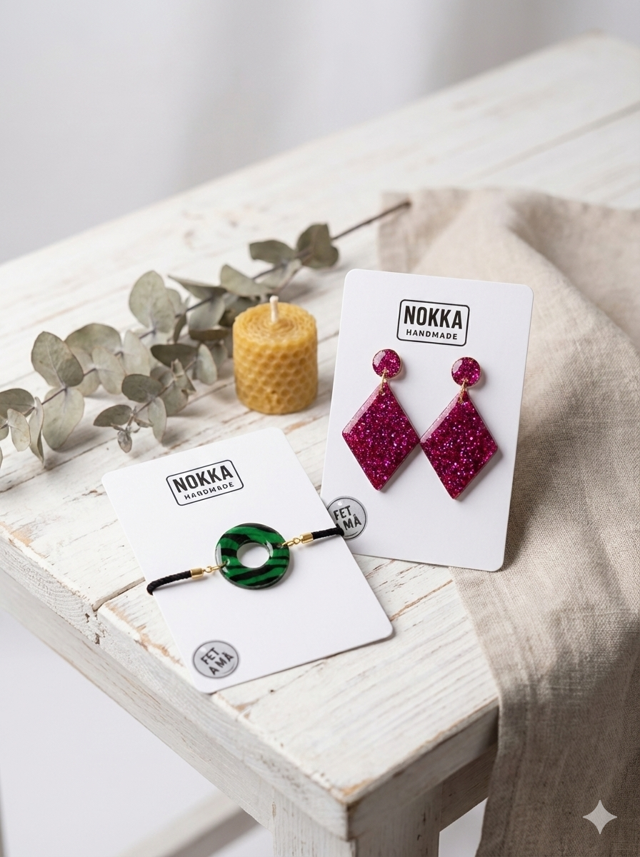 Pendientes rombo purpurina de arcilla polimerica