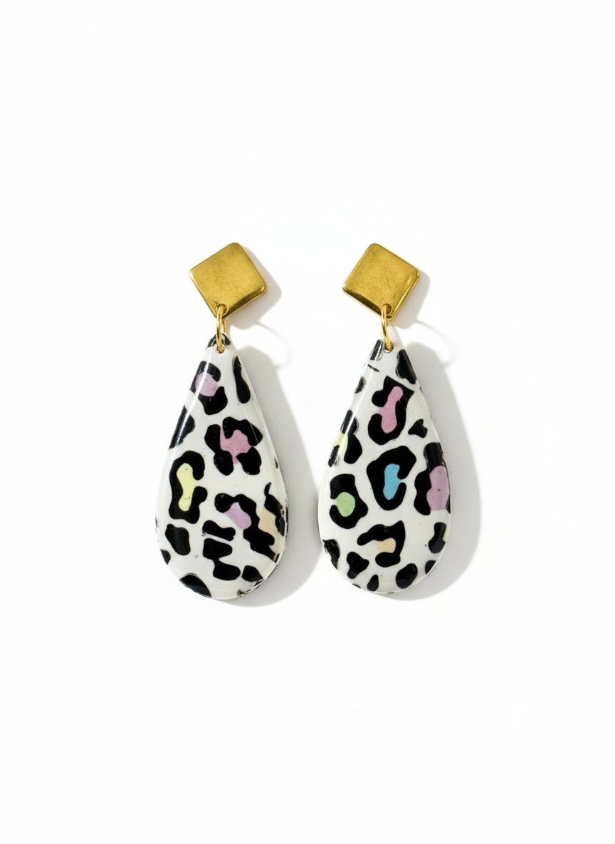 Pendientes lagrima animal print