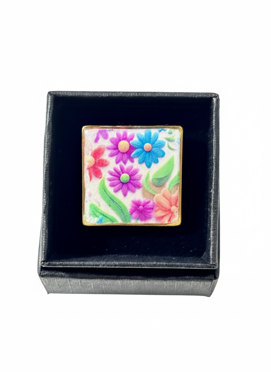 Anillo ajustable acero inoxidable floral