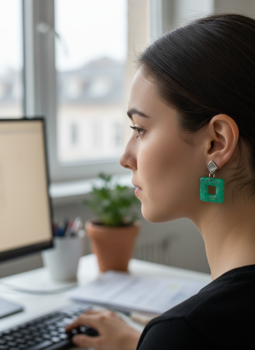 Pendientes cuadrados verdes