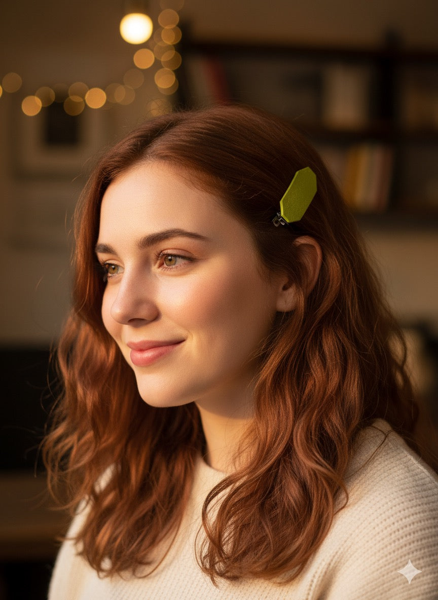 Pinza para el cabello color verde inspiracion piel