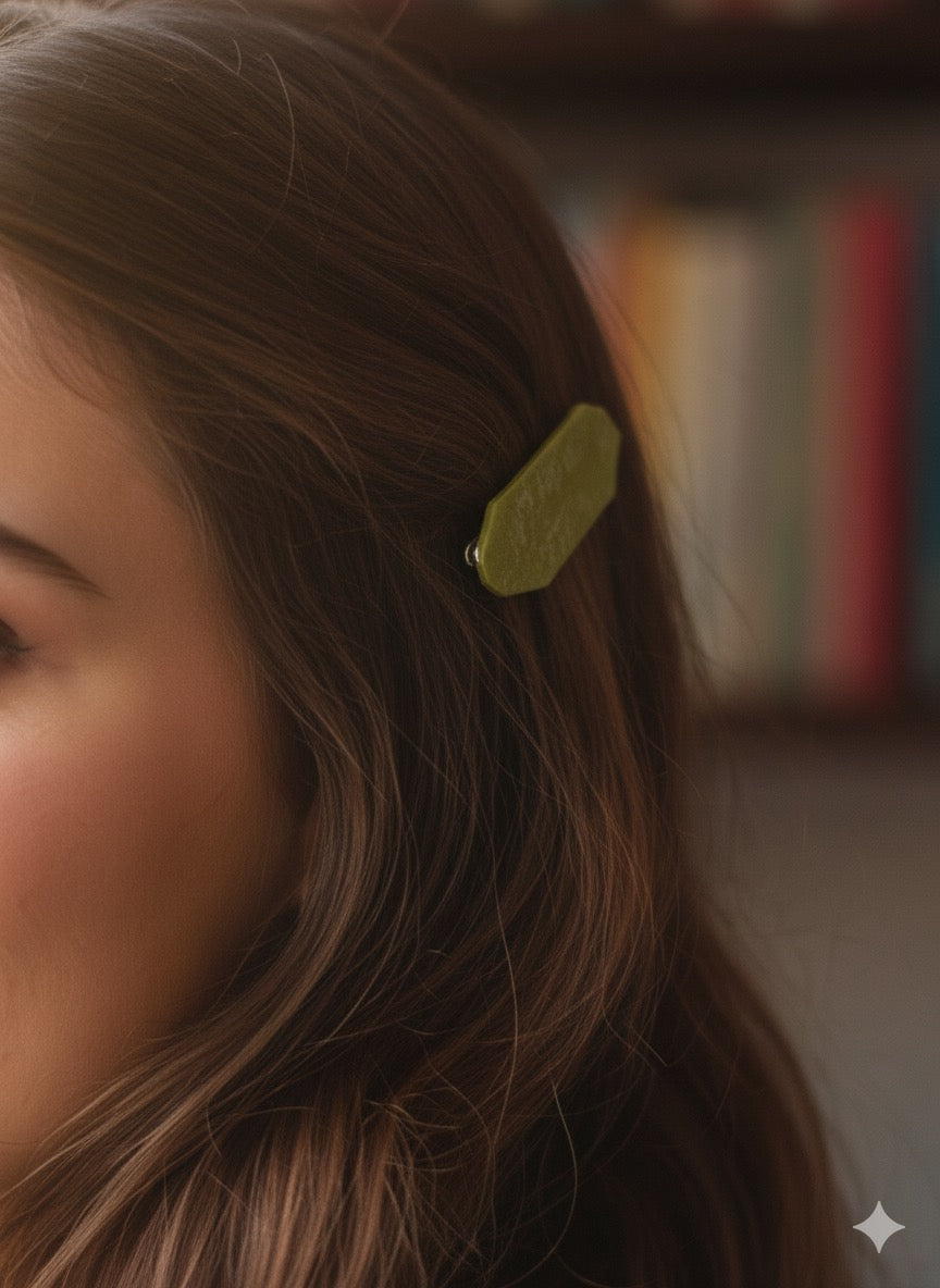 Pinza para el cabello color verde inspiracion piel