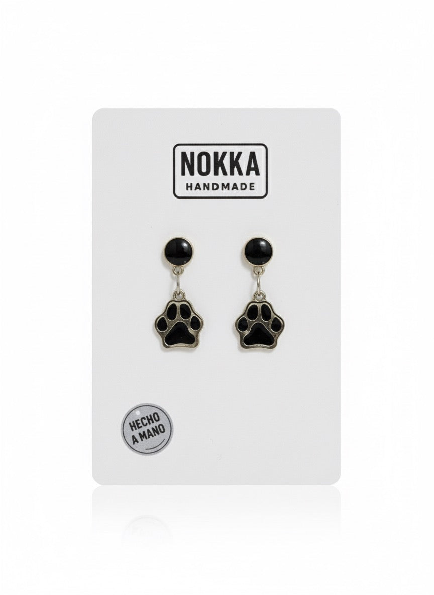 Pendientes huella de perro negros