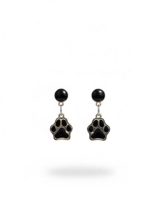 Pendientes huella de perro negros