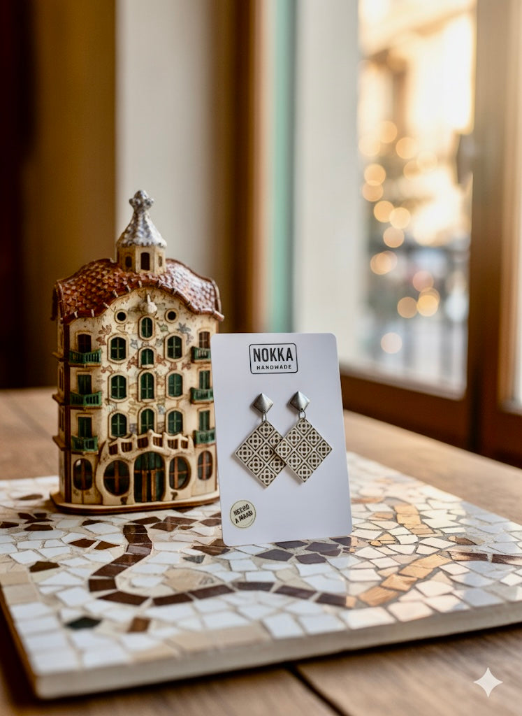 Pendientes mosaico cuadrado colección Barcelona